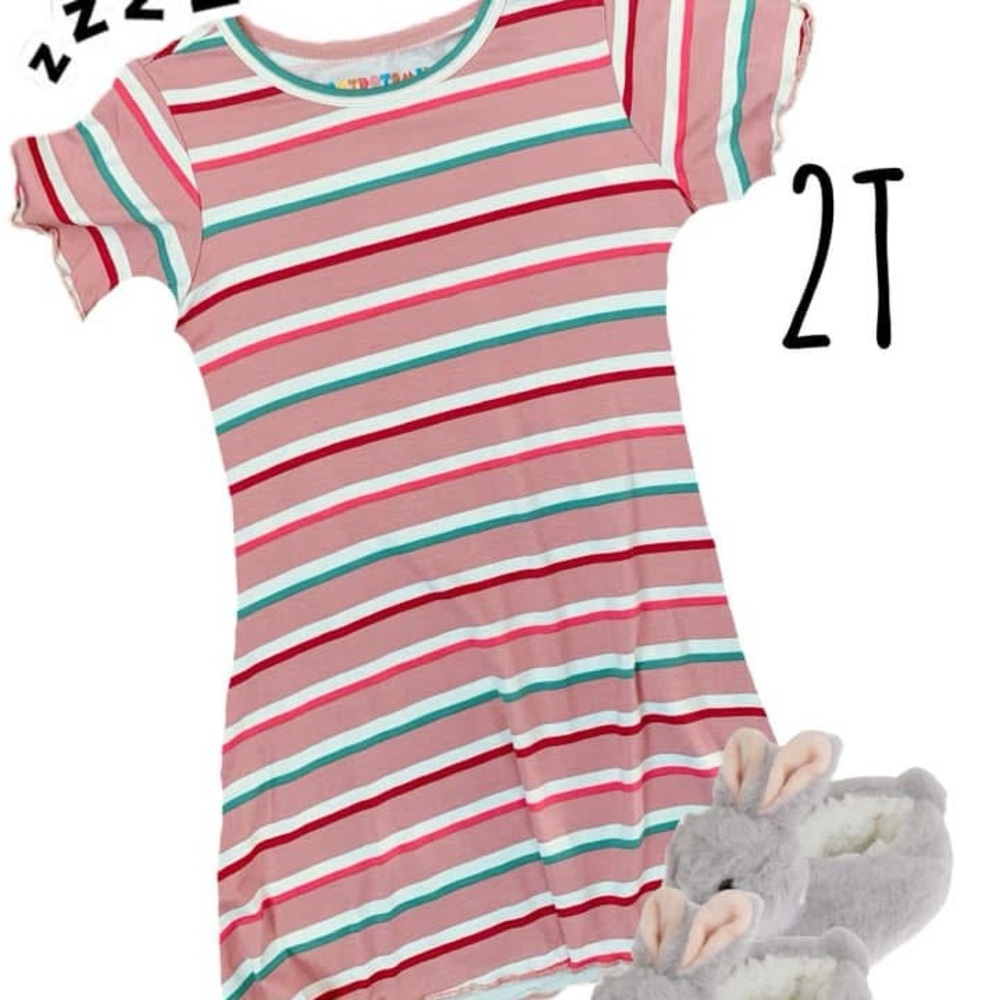 DotDotSmile Striped Pink and Red Toddler Nightgown
